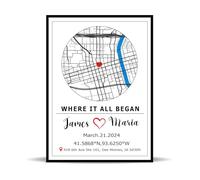 Poster personalizzato mappa di "Dove tutto ebbe inizio", stampa de mappa personalizzata con opzione cornice, regalo anniversario di matrimonio per moglie, regalo di Natale speciale per lei, per lui