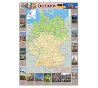 Poster pittorico con mappa della Germania, 59,4 x 41,9 cm, carta laminata