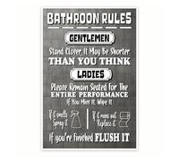 poster Playful Bathroom Wall Art - Funny House Rules for Restroom Print - Lighthearted Decor Poster for New Home Gift Party Supply(Framed,16x24inch(40x60cm))