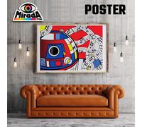 POSTER POP ART ARTE MODERNA NOTE MUSIC SPAZIO RED COLORS ARREDAMENTO STYLE CITY