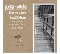 Poster Porta Decorazione Inganna L'Occhio - Scala Legno - ST-12 - 4 Dimensioni
