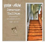 Poster Porta Decorazione Inganna OCCHIO - Scala Legno Pietra - ST 19 4