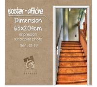 Poster Porta Decorazione Inganna OCCHIO - Scala Legno Pietra - ST 19 4