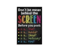 poster Positive Online Behavior Poster, Don't Be Mean Digital Citizenship, STEM Classroom & Computer Lab Wall Chart(Framed,12x18inch(30x45cm))