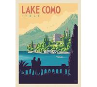 Poster Poster "Lac de Come Italy", vintage, Voyage Art Deco 30's