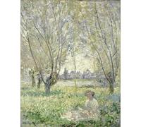 Poster Prato Primaverile - Donna Albero che legge arte da parete -...