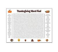 Poster puzzle con parole trovate per Ringraziamento: gioco per feste per riunioni famiglia in e decorazioni murali Attività per feste natalizie Poster puzzle con parole trovate