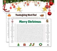 Poster Puzzle di Ricerca di Parole di Compleanno, Ringraziamento e Natale Gigante 32"x20" per Parete, Gioco Interattivo per Festa, Attività Divertente Durante le Feste