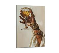 Poster ragazza africana femminile ritratto di vino elegante stampa signora nera vino femminile pittura vintage donna applausi arte da parete su tela arte da parete per la decorazione della stanza