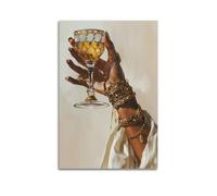 Poster ragazza africana femminile ritratto di vino elegante stampa signora nera vino femminile pittura vintage donna applausi arte da parete su tela arte da parete per la decorazione della stanza