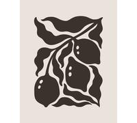 Poster Ramo di Limone Nero Arte Botanica Neutra da Parete -...