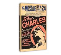 Poster Ray Charles Art 96, stampa artistica da parete su tela, decorazione artistica da parete per soggiorno e camera da letto, decorazione con cornice, stile 20 x 30 cm