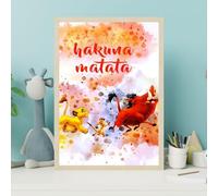 Poster Re Leone - Decorazione da parete per cameretta dei bambini, ragazza o ragazzo, poster re leone Disney Simba, senza cornici 30 x 40 cm (Hakuna Matata)
