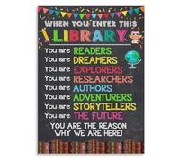 poster Reading Corner Decor, Library Rules & Reading Posters, Colorful Classroom Wall Art for Elementary School(Framed,08x12inch(20x30cm))