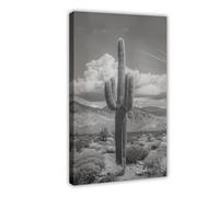 Poster retrò con cactus, stampa vintage in bianco e nero del deserto del Nevada, arte da parete USA, fotografia originale di cactus, poster su tela decorazione americana da parete per soggiorno camera