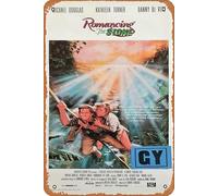Poster retrò del film Romancing The Stone 1984, targa in metallo vintage del film antico classico cartello TV bar regalo karaoke music club ristorante uomo grotta decorazione da parete 20 x 30 cm.