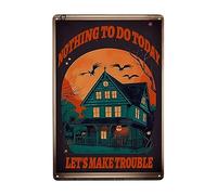 Poster Retrò Di Halloween, Niente Da Fare Oggi Facciamo Guai Targa In Metallo Vintage Cartello Decorativo Retrò Cartelli Metallo Per Murale Casa Club
