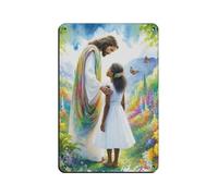 Poster retrò in metallo con immagine di Gesù con ragazza afroamericana nera, arte chic, retrò, pittura in ferro, per bar, grotte, bar, famiglia, garage, decorazione da parete, 20 x 30 cm