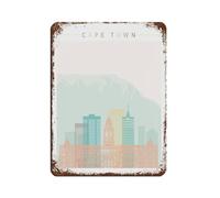 Poster retrò in metallo con lo skyline di Città del Capo, arte chic, retrò, pittura in ferro, per bar, grotte, bar, famiglie, garage, decorazione da parete, 30 x 40 cm