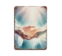 Poster retrò in metallo con scritta "Gesù Cristo che guarisce le mani" ad acquerello, stile chic, retrò, pittura in ferro, per bar, grotte, bar, famiglia, garage, decorazione da parete, 30 x 40 cm
