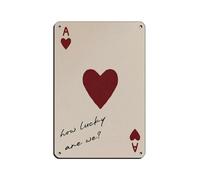 Poster retrò in metallo con scritta in lingua inglese "How Lucky We Are, Playing Cards Playing", decorazione da parete per bar, grotte, bar, famiglia, garage, 20 x 30 cm