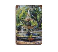 Poster retrò in metallo con stampa di Fontana di Forsyth Park, decorazione da parete per bar, grotte, bar, famiglia, garage, 20 x 30 cm