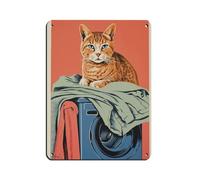 Poster retrò in metallo con stampa di un gatto che fa il bagno rosa, decorazione da parete per bar, grotta di persone, bar, famiglie, garage, 30 x 40 cm