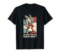 Poster retrò Krampus Does The Job Santa Wont Maglietta