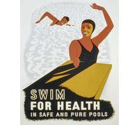Poster retrò Nuoto per la salute - Arte da parete per la salute pubblica -...