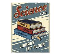 Poster retrò Science Club Wall Art per decorazione casa o biblioteca
