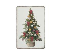 Poster rustico con albero di Natale, arte murale, arte natalizia vintage, decorazioni natalizie, decorazioni natalizie per fattoria, vivaio, fattoria, magazzino, fienile, targa in metallo, senso dell