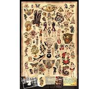 Poster Sailor Jerry Tattoo Flash (stile A) 60,96 x 91,44 cm, stampa PosterOffice certificata con numerazione sequenziale olografica per l'autenticità
