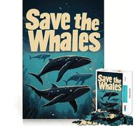 Poster Salva le balene Puzzle da 1000 pezzi per adulti Puzzle per la mente Calma Arte Assemblaggio (38x52cm)