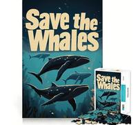 Poster Salva le balene Puzzle da 1000 pezzi per adulti Puzzle per la mente Calma Arte Assemblaggio (50x75cm)