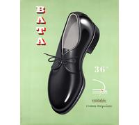 Poster scarpe Bata pubblicità Oxford vintage francese in pelle nera...