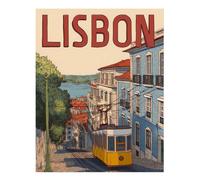 Poster scena di strada di Lisbona Wall Art - decorazione paesaggio urbano...