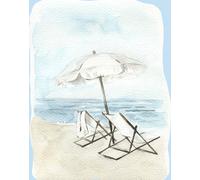 Poster sdraio e ombrellone arte da parete acquerello spiaggia...