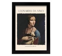 Poster Signora con Un ermellino Quadri Decorativi per Il Tuo Salotto, Camera da Letto, casa. Stampe d'Arte da Parete. Stampe a Parete estetiche ispirate a Leonardo da Vinci A4 con cornici Nere