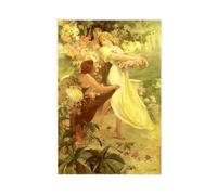 Poster "Spirit of Spring" di Alphonse Mucha, decorazione da parete su tela, per camera da letto, ufficio, cucina, regalo, senza cornice, 40,6 x 61 cm