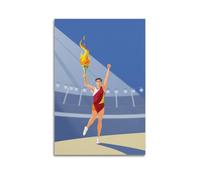 Poster sportivo con stadio portatore di fiaccole su tela, stile piatto, decorazione artistica da parete per soggiorno, camera da letto, 20 x 30 cm, senza cornice