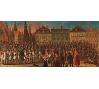 Poster stampato da Anonymous (1745) del cittadino di Vienna sulla scava il 27 ottobre 1745 in occasione del ritorno dell'imperatore Francoforte e Maria Theresias di Francoforte (1745)