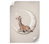 Poster su Tela 59,4x84 cm | Formato A1 | Giraffa sulla luna
