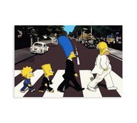 Poster su tela a tema anime Rock Band The Simpson che attraversano la strada, decorazione artistica da parete per soggiorno e camera da letto, senza cornice, stile 20 x 30 cm