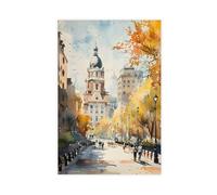 Poster su tela ad acquerello di Santiago del Cile, decorazione per camera da letto, ufficio, stanza, regalo, 40 x 60 cm