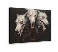 Poster su tela, arte gotica del cane a tre teste dell'inferno, decorazione per camera da letto, ufficio, camera da letto, regalo, 40 x 60 cm
