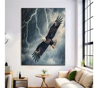 Poster Su Tela Blu-Nero Aquila Calva Tempestosa Immagini Decorazione Murale Soggiorno 40X50Cm Animali Del Cielo Deco Parete Camera Da Letto Adulto Poster Arte Moderna Senza Cornice