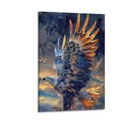 Poster su tela con aquila, volo epico, cielo maestoso, deserto, decorativo, per camera da letto, per camera da letto, 50 x 75 cm