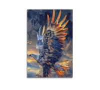 Poster su tela con aquila, volo epico, cielo maestoso, deserto, decorativo, per camera da letto, per camera da letto, 50 x 75 cm