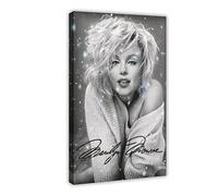 Poster su tela con autografo di Marilyn Monroe, decorazione per camera da letto, sport, ufficio, stanza, regalo, stile cornice, 40 x 60 cm