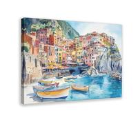 Poster su tela con Cinque Terre Italia, decorazione per camera da letto, ufficio, camera da letto, regalo, 50 x 75 cm